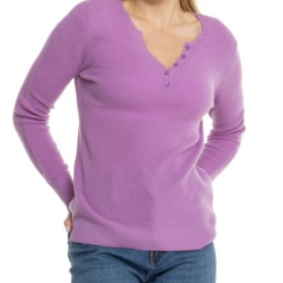 SALE $25-WICKED WOOL Extra Fine Merino Henley Sweater, Plum Perfect, Sz S, NWT - Picture 1 of 6